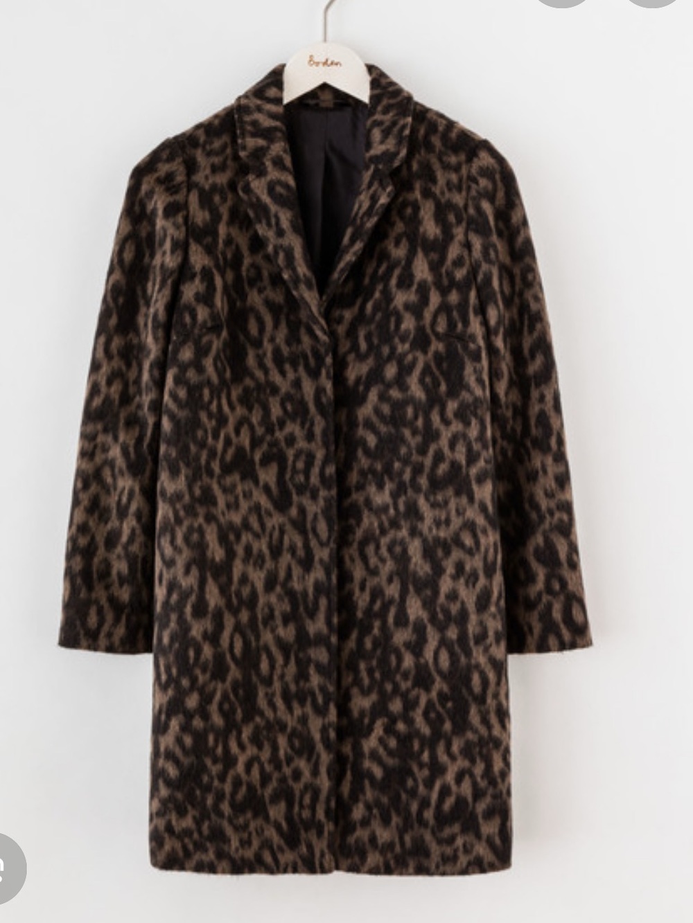 Boden Sally Leopard Coat in Brown and Black